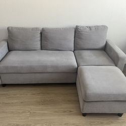 Grey Couch with Ottoman