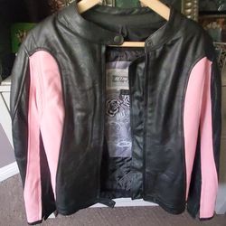 Bilt Pink/ Black Leather Riding Jacket