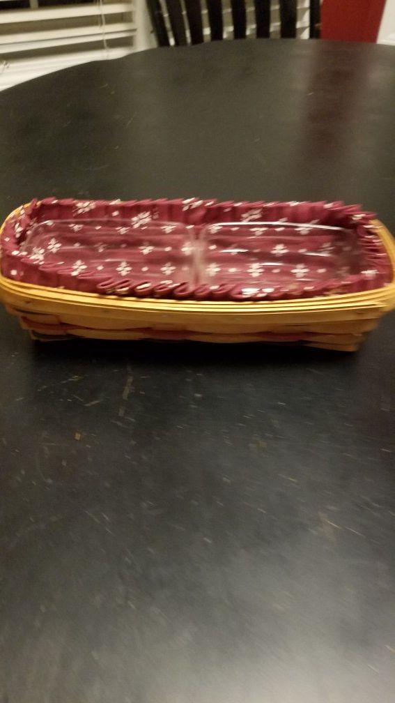 1995 Longaberger Basket with two clear containers/ dividers