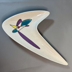 Metlox Pottery Poppytrail Atomic MCM Vtg 50’s Cal boomerang/jawbone platter dish ***Has been used and shows signs appropriate to age. Has a small chip