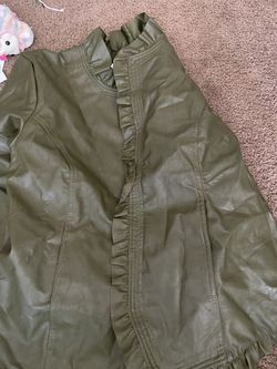 olive green leather jacket