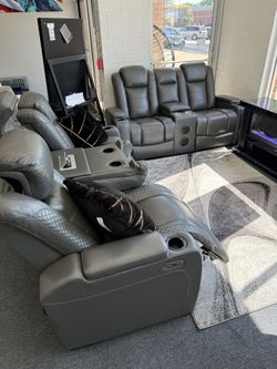 Power Reclining Sofa & Love W/ Speakers