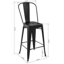 Black Matte Metal Bar Stools High Indoor-Outdoor (2 Set)
