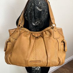 Cole Haan Camel Pebbled Leather Shoulder Bag
