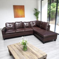 FREE DELIVERY 🚚 Brown Leather Sectional