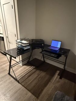 Glass L-Shaped Computer Desk