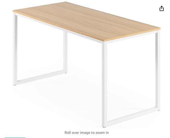 ZINUS Jennifer 55 Inch White Frame Desk, Computer Workstation, Office Desk