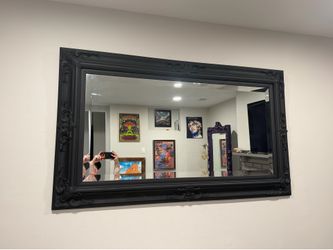 Mate Black Wall Mirror- refinished antique