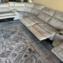 Gray 133” Power Reclining Sectional Couch