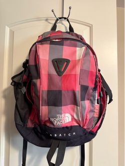The North Face Pink Purple Plaid Backpack Wasatch 18” x 16”