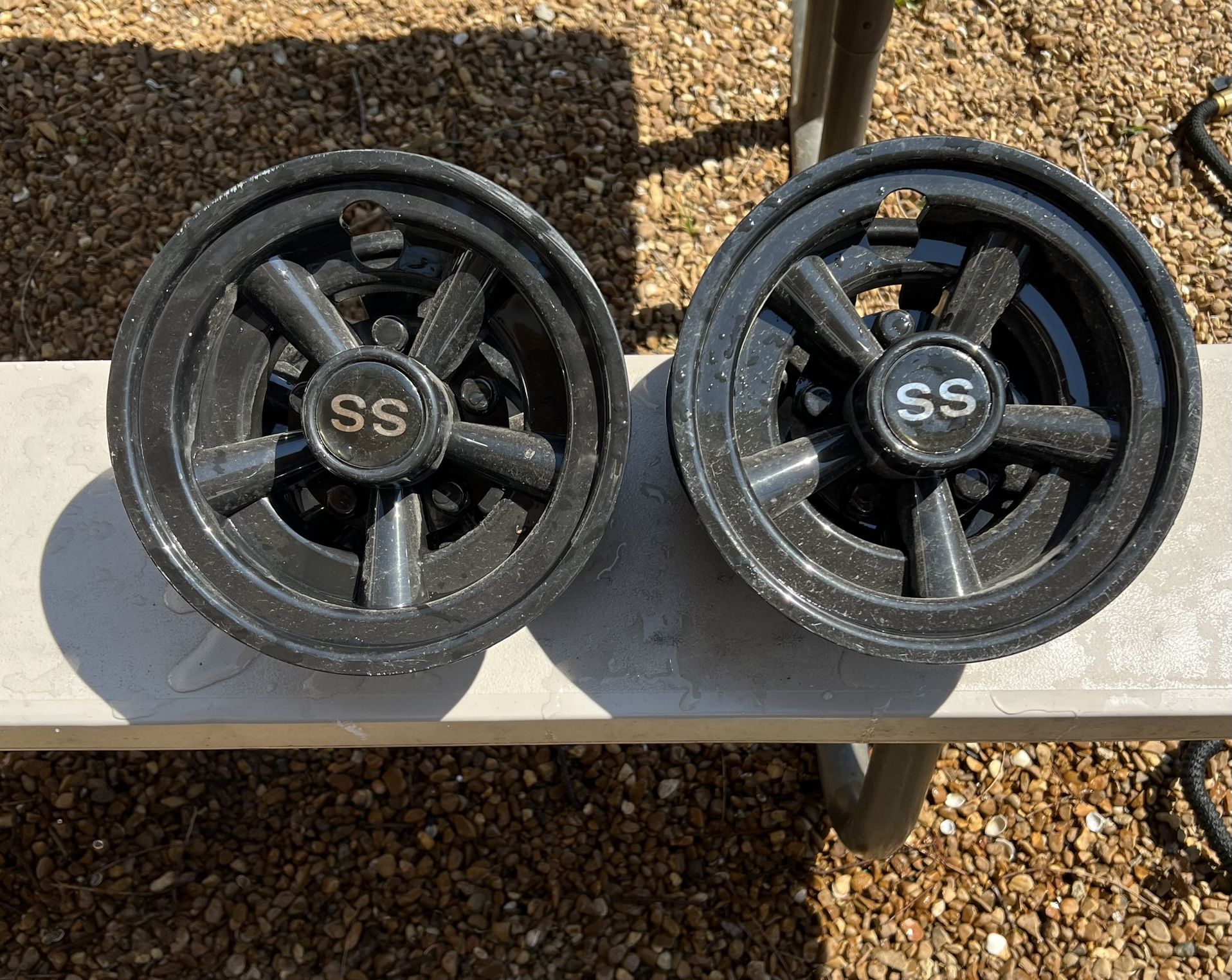 Black Golf Cart Wheel Hub Caps 8 Inch SS