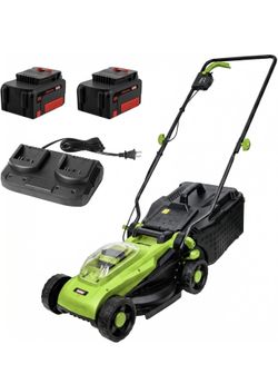 20V 13” Cordless Electric Lawn Mower,4-Position Height Adjustment,Compact and Lightweight Push Battery Powered Lawnmower for Yard,Garden and Farm(4AHB