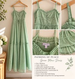 🌿 Cute Mint Green Maxi Dress – Size M