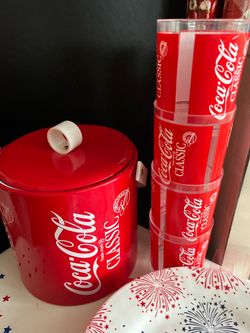 Coca cola ice bucket & glasses