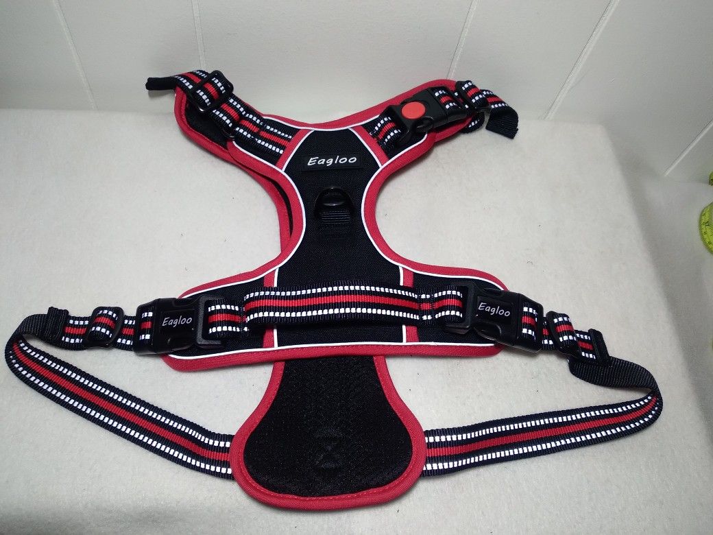Eagloo Size Large Dog Harness No-Pull Vest Reflective Strips Control Handle Red