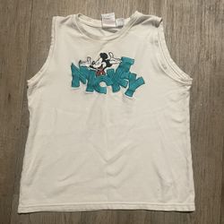 Vintage Walt Disney World Mickey Mouse Tank Top Sleeveless White