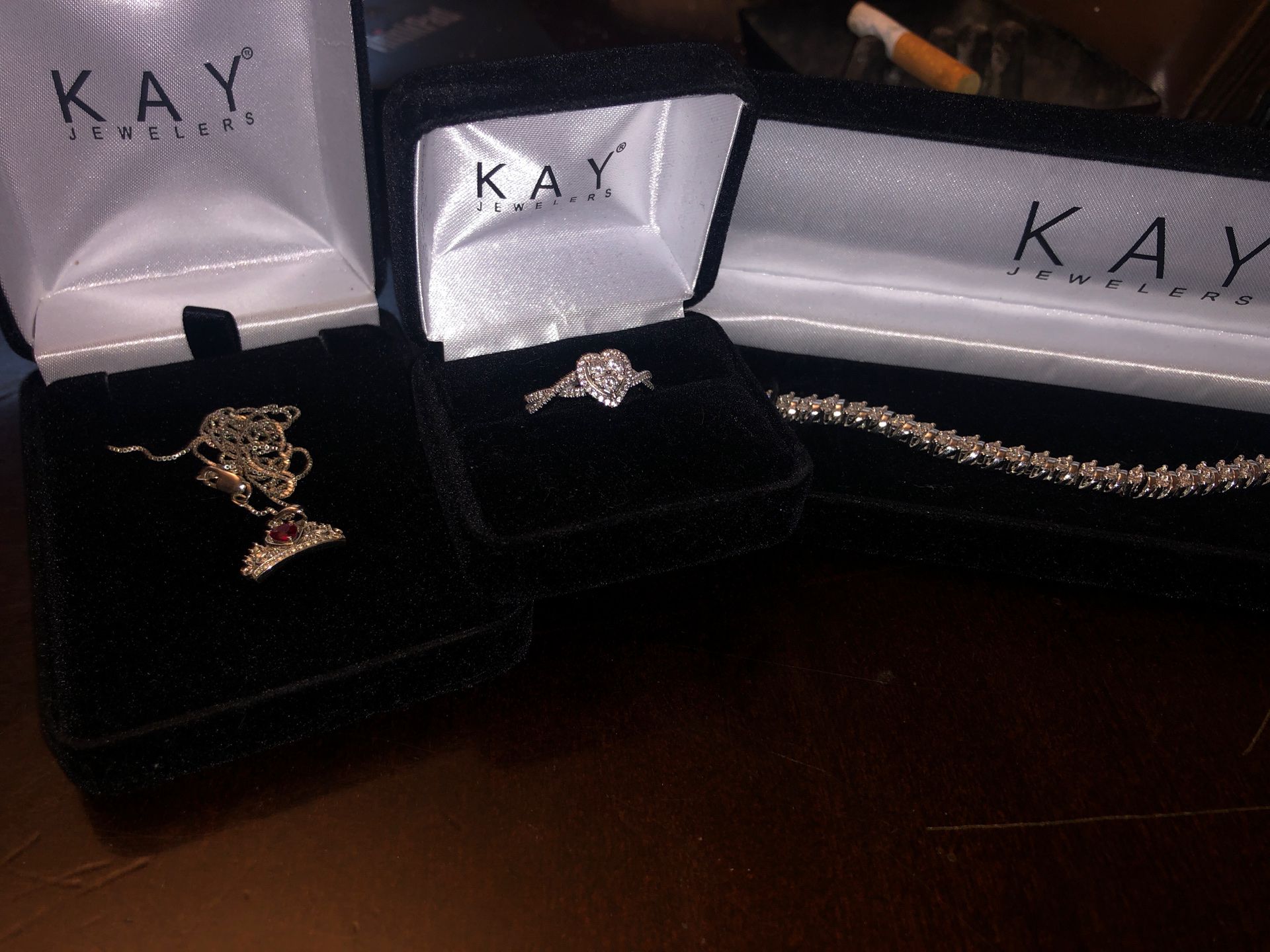 Kay jewelers ring, bracelet and necklace