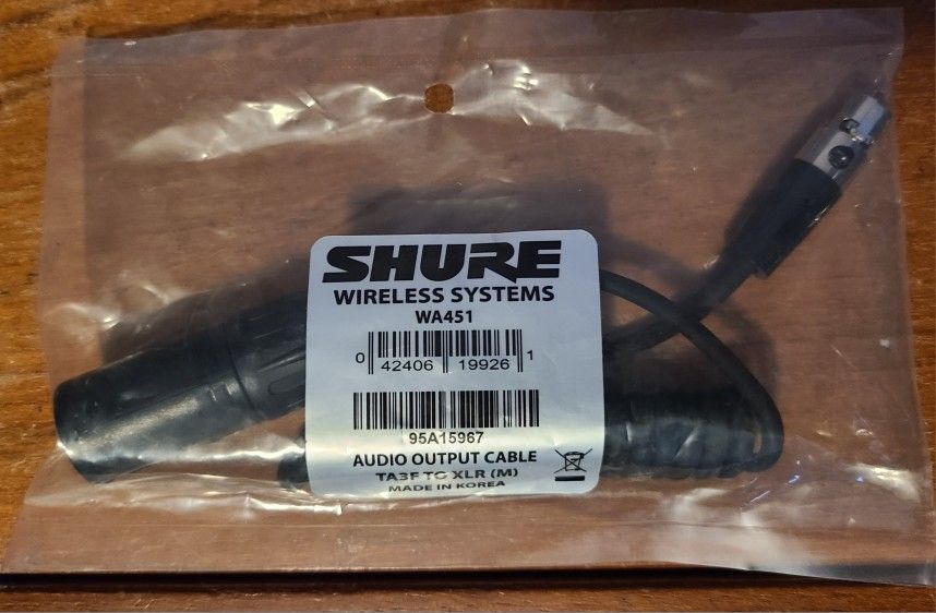 Shure WA451 Audio Output Cable TA3F