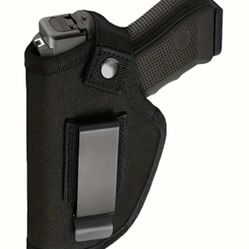 Universal Ambidextrous Pistol Holster, designed for concealed carry (Inside the Waistband - IWB) or belt carry (Outside the Waistband - OWB).