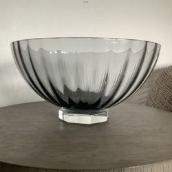 Beautiful Huge 15" Italian Art Glass Bowl, Clear Glass, Centerpiece or Fruit Bowl - timeless table decor