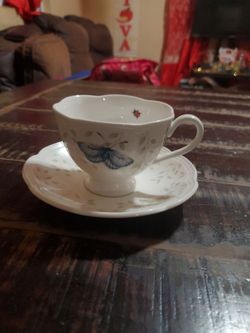Lenox Butterfly Meadow Blue Tea Cup & Saucer