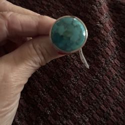 Vintage BARSE 925 Silver   Vintage Heavy Large Turquoise Ring Sz 6.5  Unisex