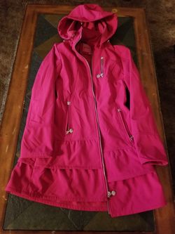 Betsy Johnson Ruffle Waterproof Jacket Size small. $130