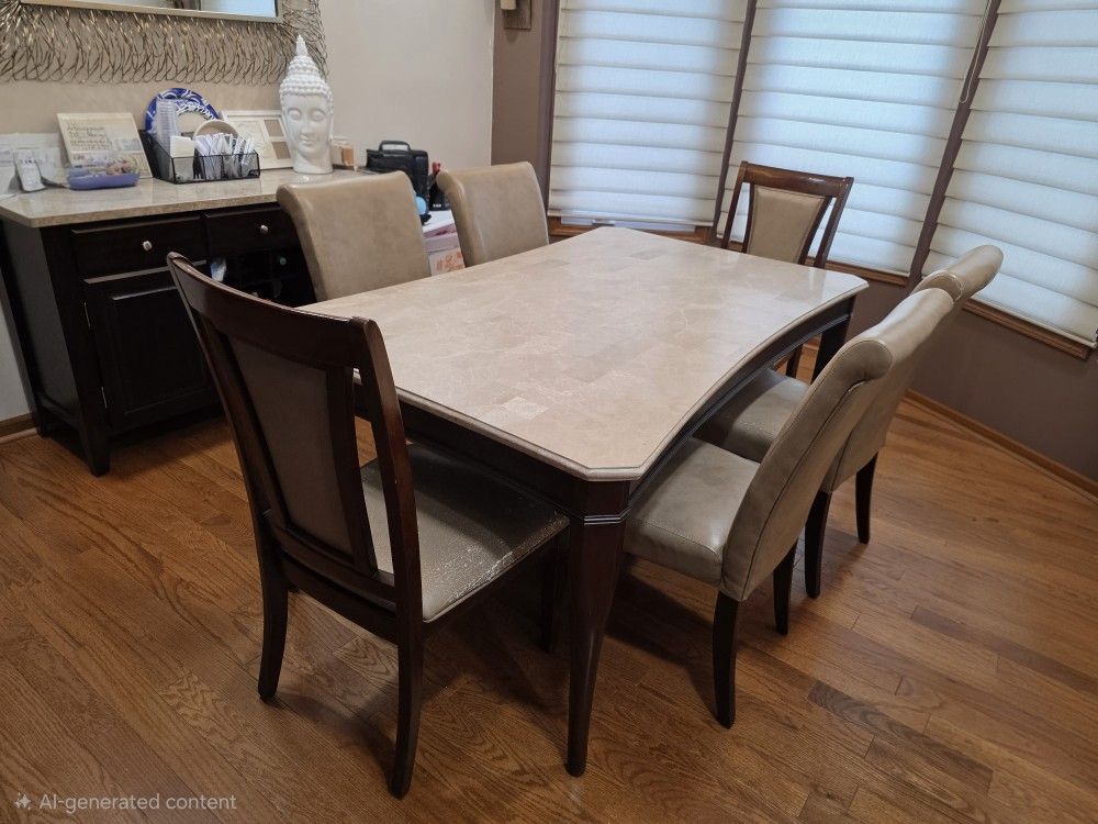 Granite Dining Table + 8 Chairs