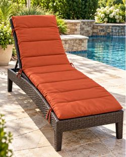 New - Set of 2 Outdoor Chaise Lounge Cushion - Burnt Orange  Large: L: 49” x W: 20” x 1”  Small: L: 17” x W: 20” x 1”   Vibrant burnt orange outdoor c