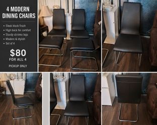 Set of 4 Modern Black Dining Chairs