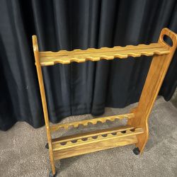 Wooden 16 Rod Fishing Holder 