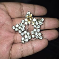 Vintage Brooch Large Rhinestone 