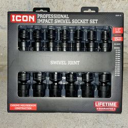 Icon 1/2” Drive Swivel Socket Set (Metric)