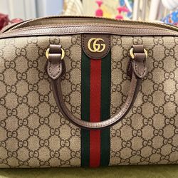Authentic Gucci Ophidia Medium Boston Bag – Full Set Included