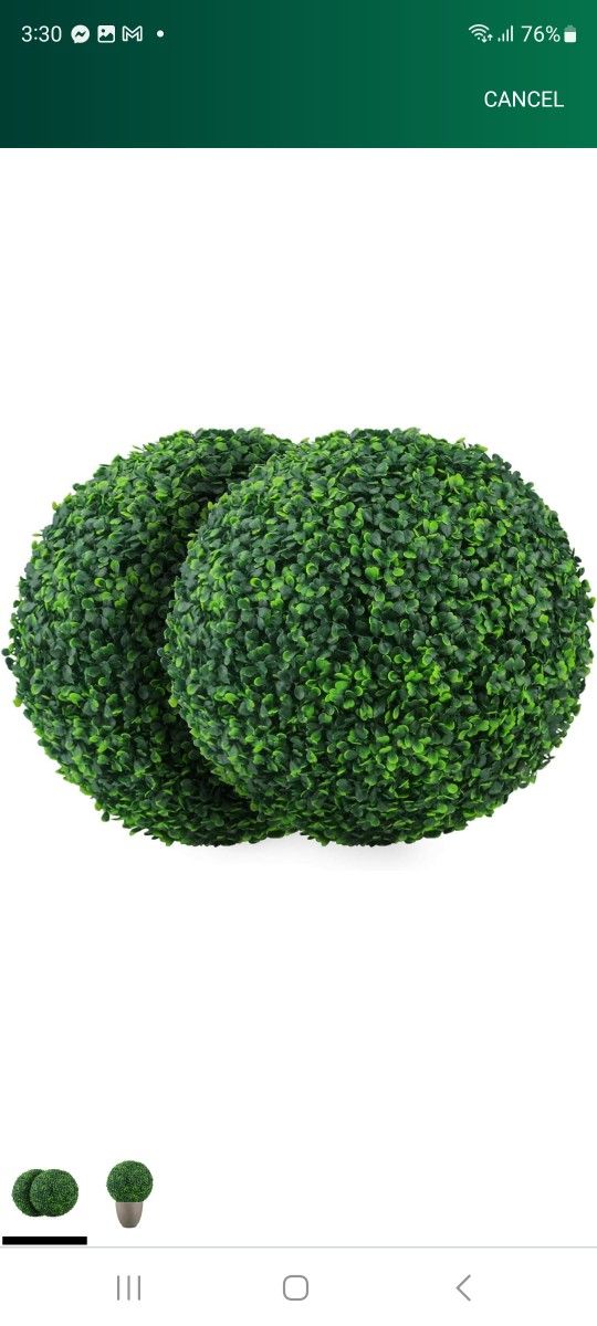2 PCS 15.7 inch 4 Layers Artificial Plant Topiary Ball Faux Boxwood Decorative Balls for Backyard, Balcony,Garden, Wedding and Home Décor (15.7 inch)