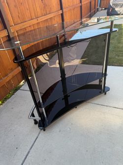 Smoked Acrylic & Glass Bar Stand with Chrome Posts