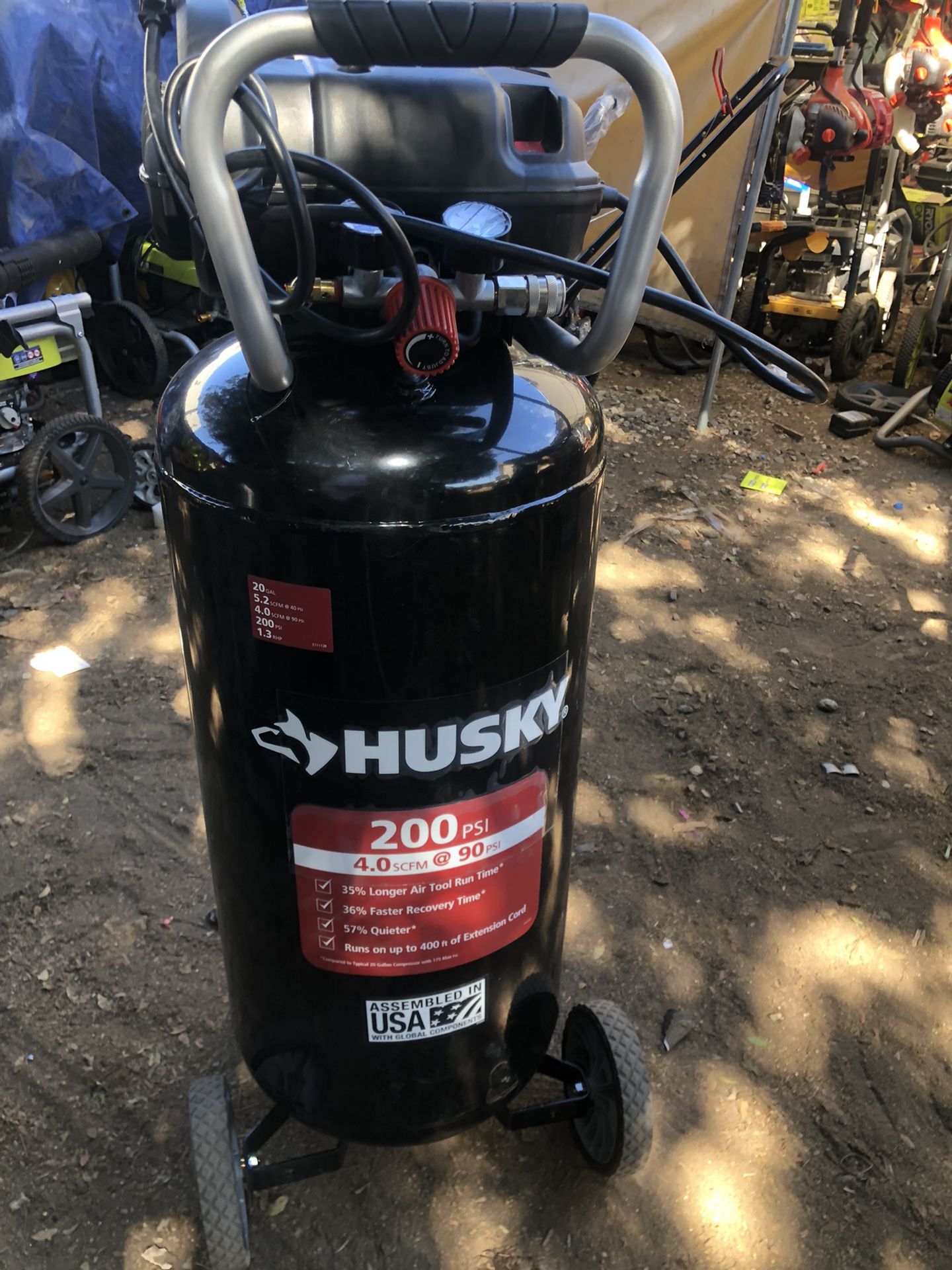Husky 20 Gal. 200 PSI Oil Free Portable Vertical Electric Air Compressor