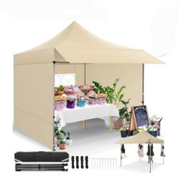 10x10 Pop Up Canopy Heavy Duty Party Tent with Removable Awning and Sidewalls,Easy Up Outdoor Wedding Commercial Canopy,Gazebo All Season Windproof