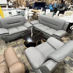 Grey Modern 3Pcs Living Room Set / Juego De Sala De Estar Moderno Gris De 3 Piezas