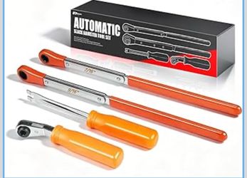 4-Piece Automatic Slack Adjuster Tool Set, 7/16" & 9/16" Ratcheting Wrenches with Fork-End Release Tool for Heavy Duty Truck Trailer Air Brake Mainten