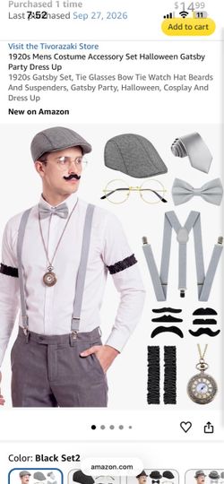 1920s Gatsby Men's Costume Accessory Set