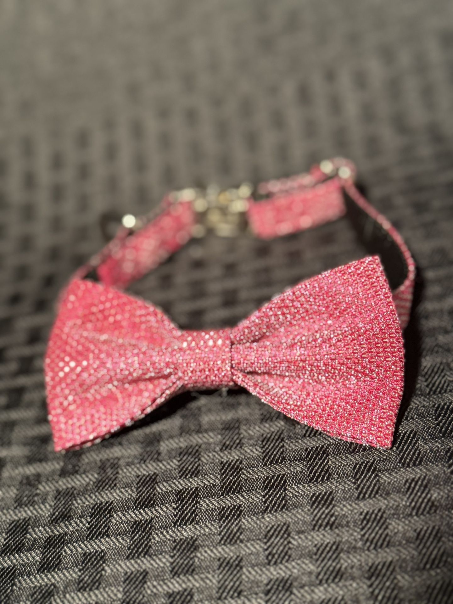 Dog collar with removable pink bow