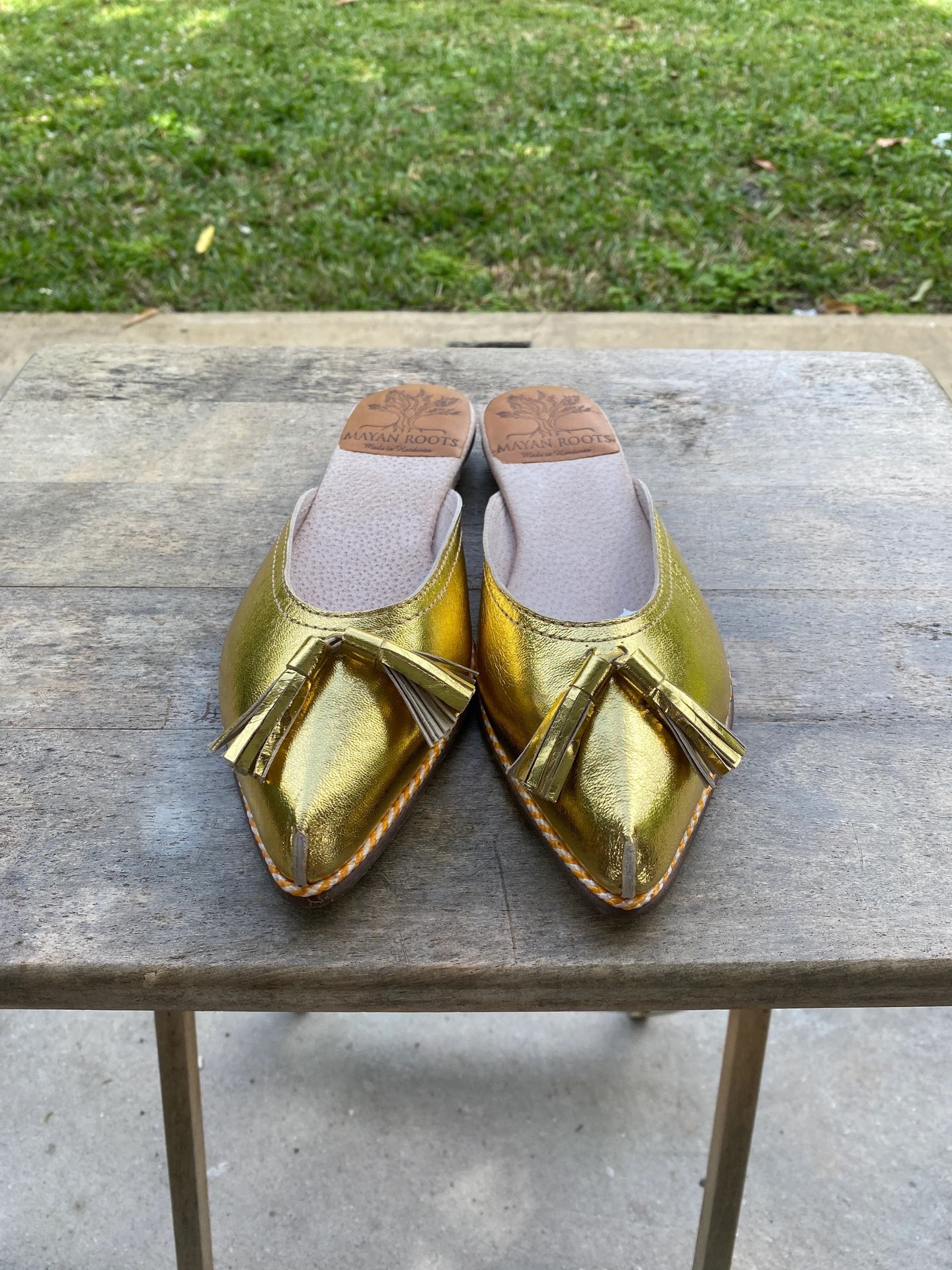 Golden Leather Shoes