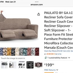PAULATO BY https://offerup.co/faYXKzQFnY?$deeplink_path=/redirect/. Reclining Three Seat Sofa Or Couch Cover