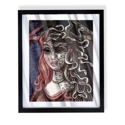 custom art piece of Medusa from Disneyland's Haunted Mansion on black frame