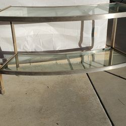 Glass / Chrome Display Table, 2 Shelves