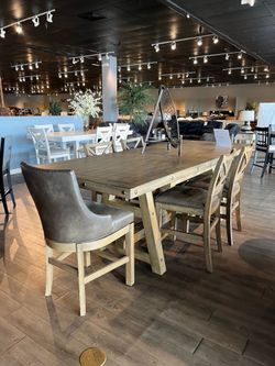 Grey/Brown 7pc Counter Height Dining Room Set
