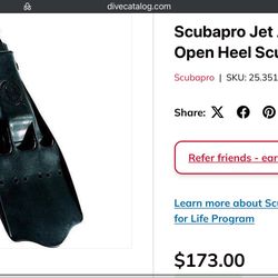 Scubapro Jet Adjustable Open Heel Scuba Diving Fin