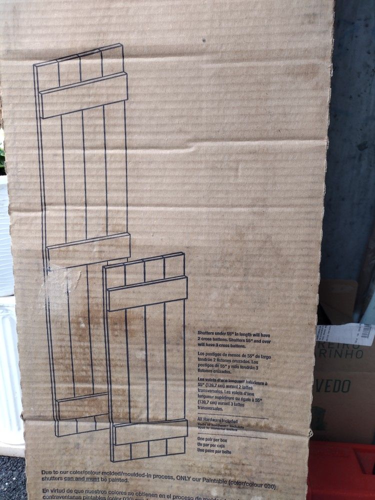 14"W x 35"H Vinyl, Standard Board-N-Batten Shutters,