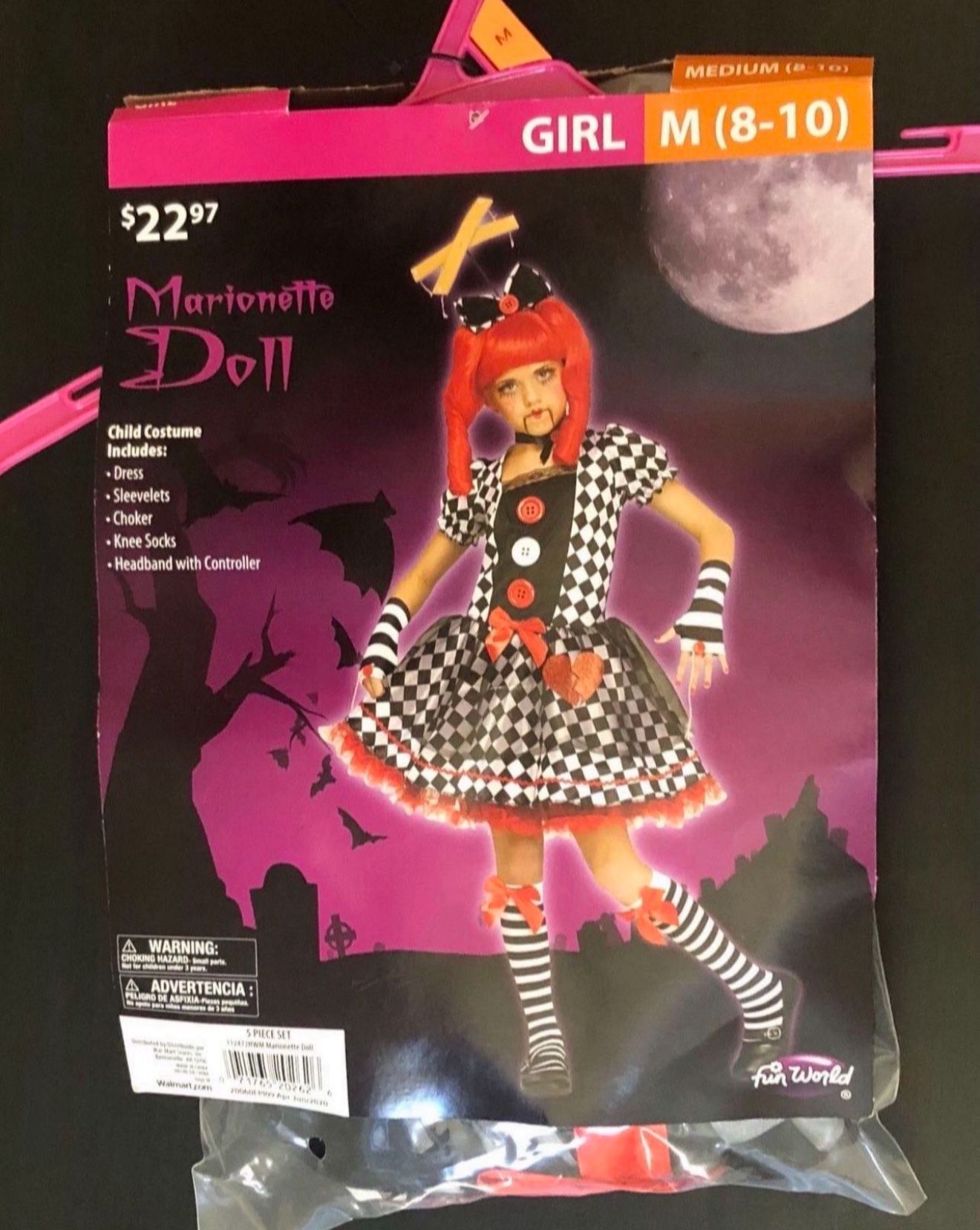 Once Used Girl's On a String Marionette Doll Costume M (8-10)   